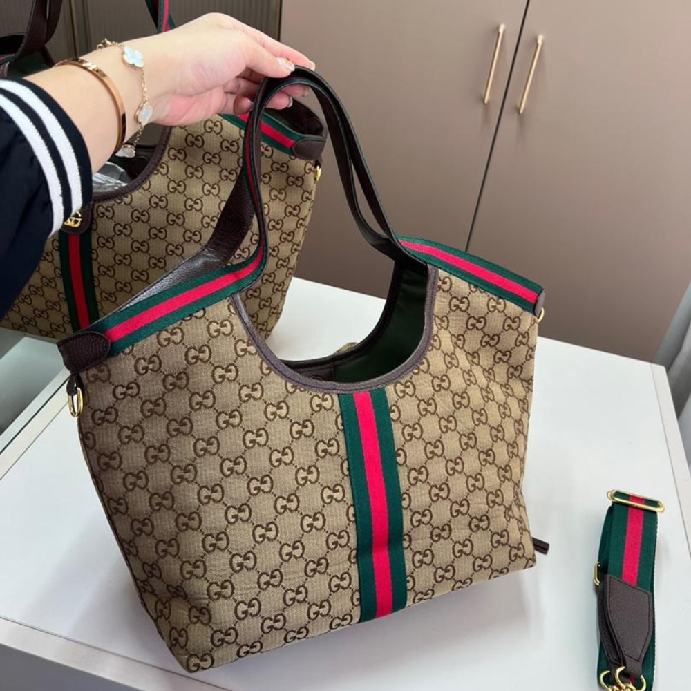 Gucci Giglio Small Tote Bag GG Canvas Dark Brown 25cm 860845 AAF8L 2547