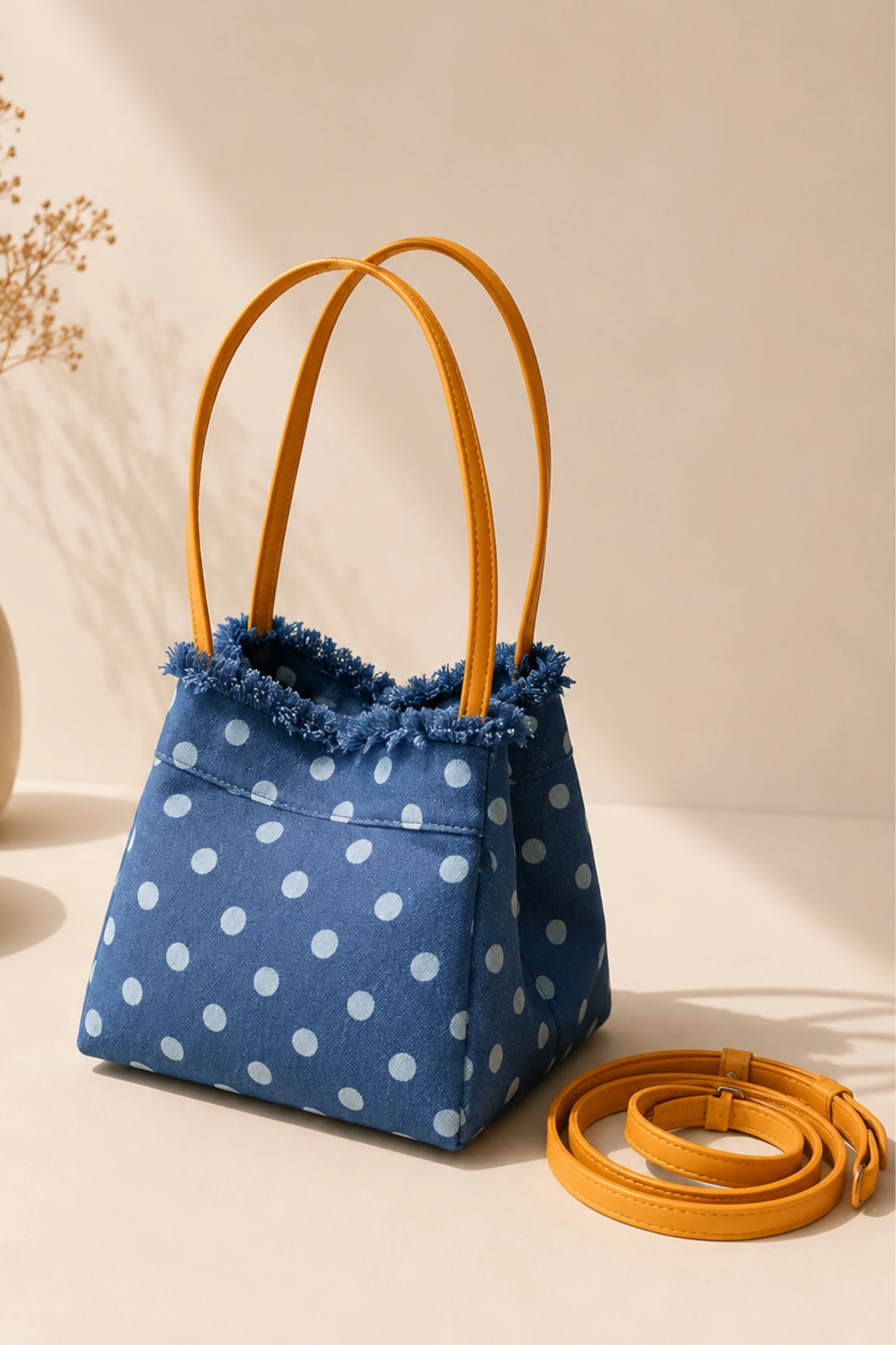 Polka Denim Belle Bag