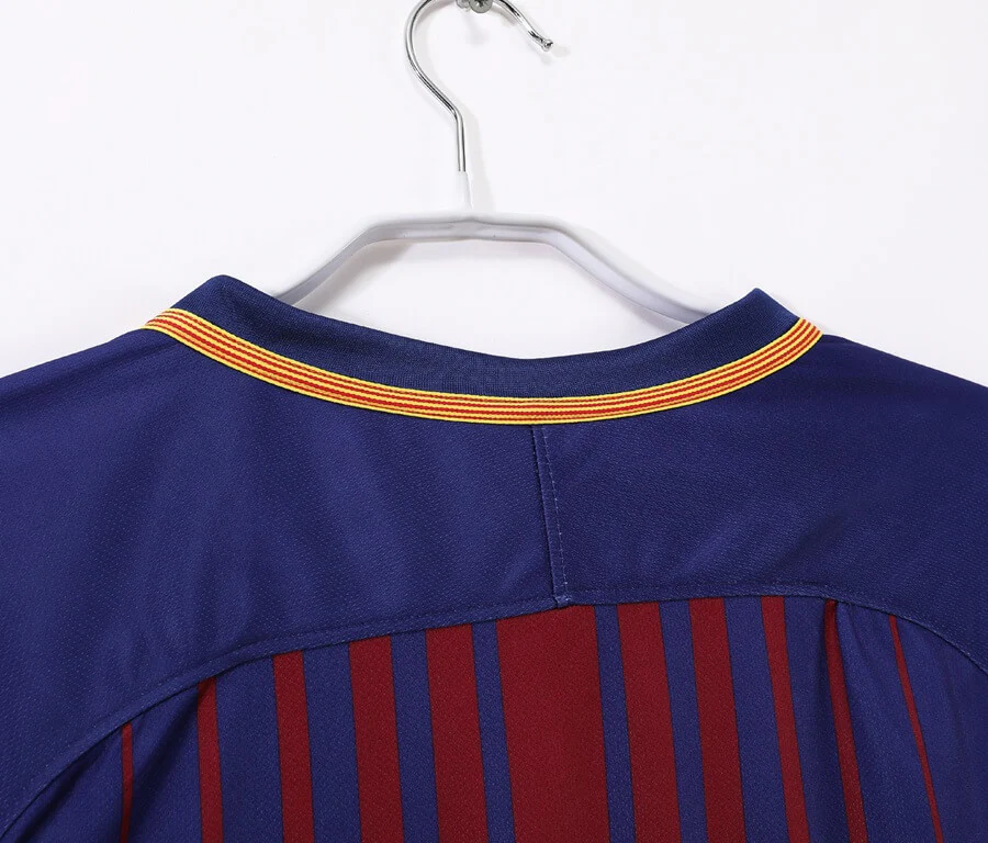 Barcelona 2017/18 Home Long Sleeve Retro Soccer Jersey