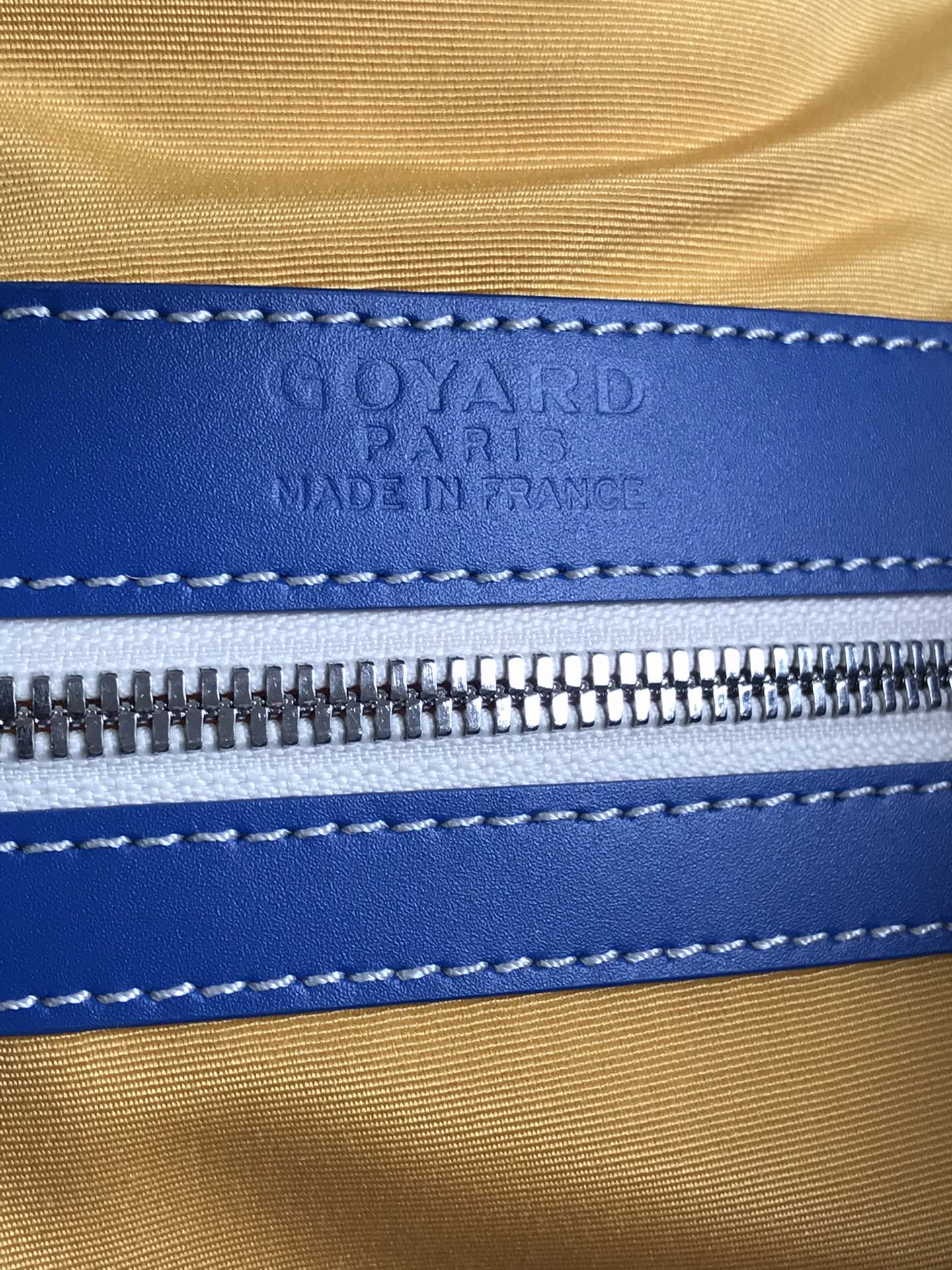 Goyard Boston 50 Bag Cm Sapphire Blue Goyardine Canvas And Calfskin Trim