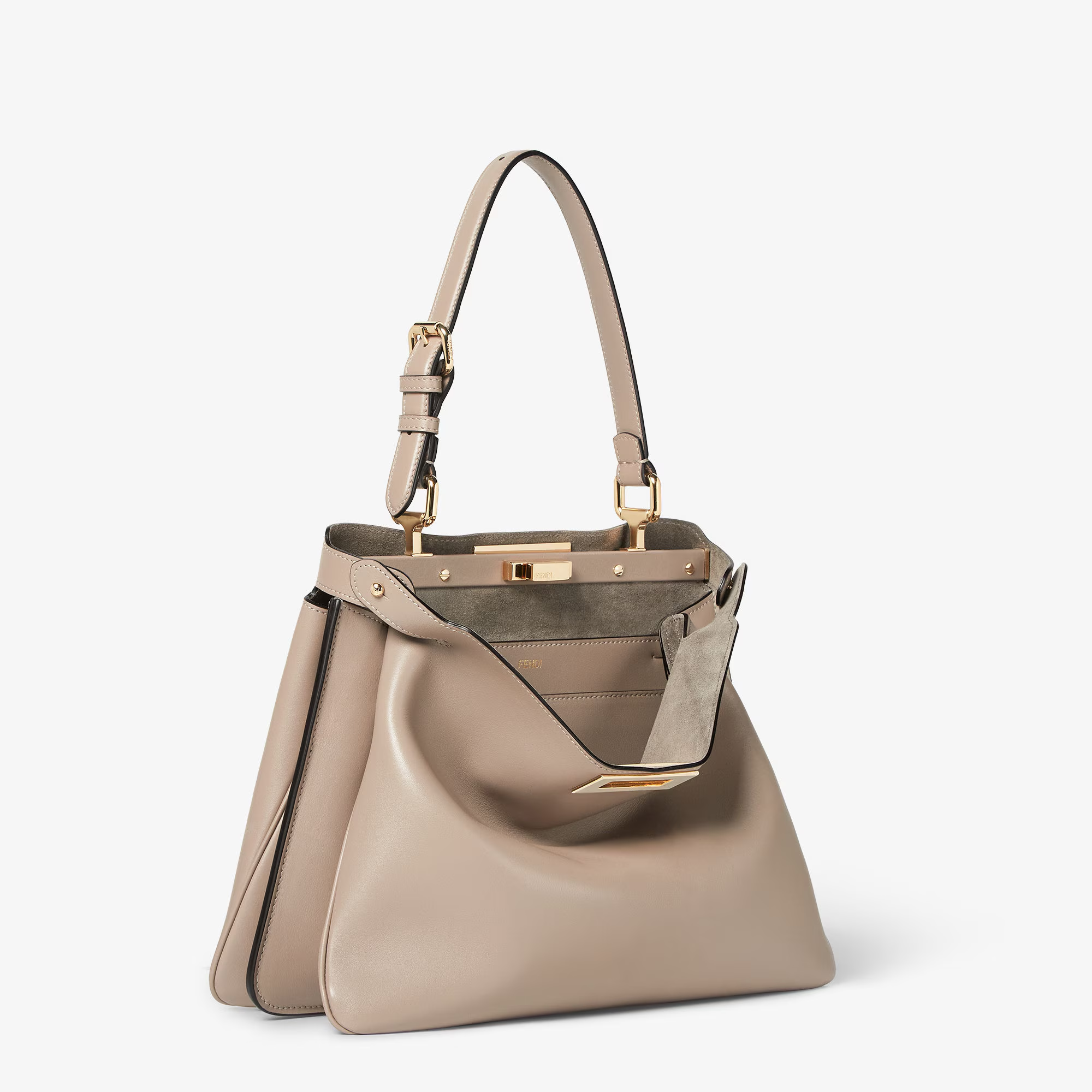 Fendi Peekaboo Soft Medium Leather Bag Dove Grey 33Cm
