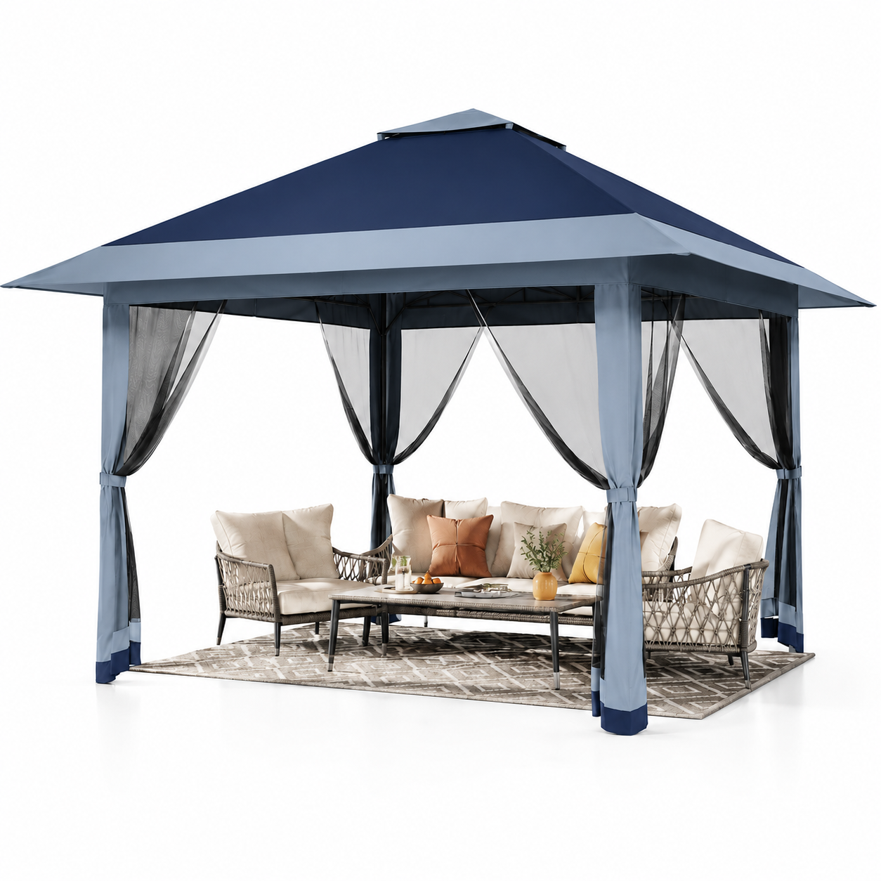 🔥Limited-Time Deal🔥13x13 Outdoor Pop Up Gazebo Tent – Large Shade Canopy with Mesh Netting, Double Vented Roof, 4 Sandbags & Wheeled Bag for Patio & Backyard