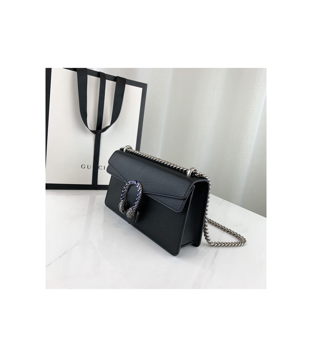 Gucci Dionysus Small Shoulder Bag in Black Leather