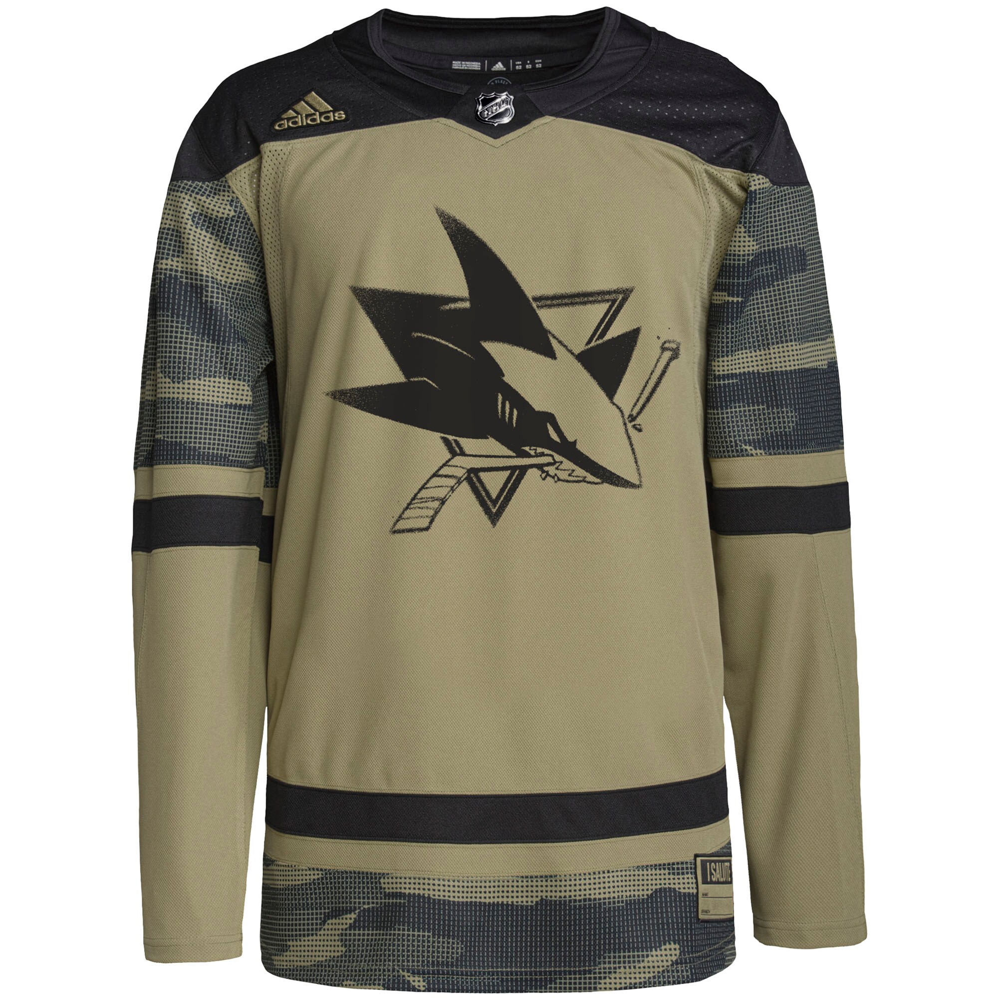 San Jose Sharks adidas Military Appreciation Team Authentic Practice Jersey – Camo