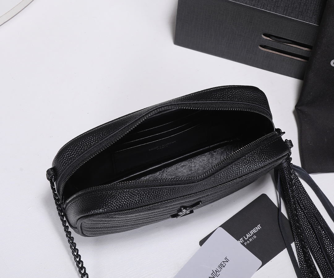 Saint Laurent Lou Camera Bag In Quilted Leather Black 18Cm