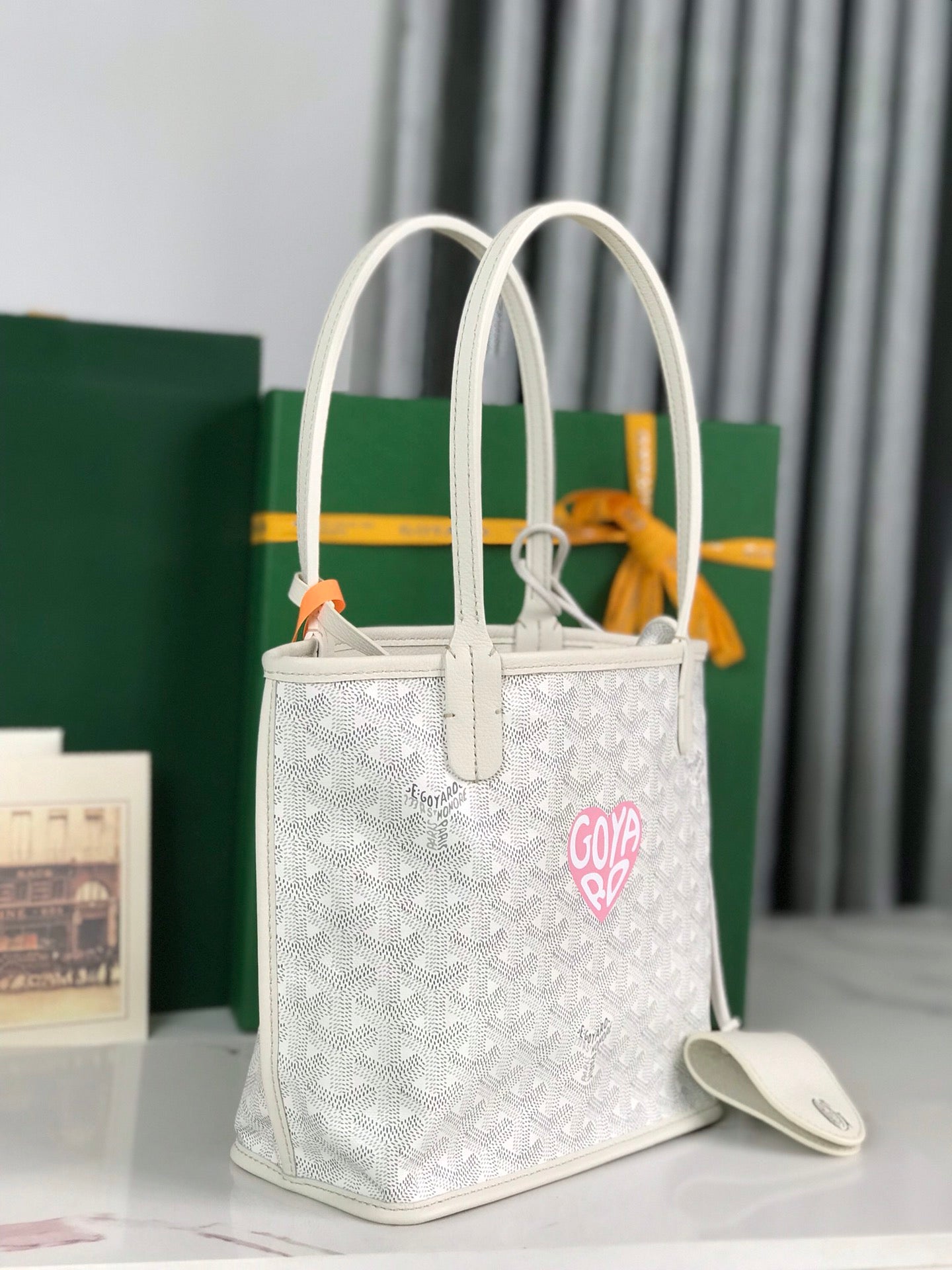 Goyard Anjou Mini Bag 20cm White Calfskin And Goyardine Canvas