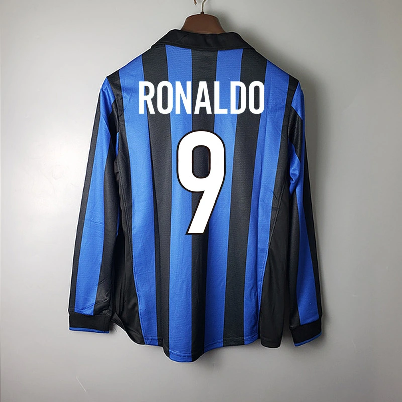 Retro 1998-99 models long-sleeved retro Inter Milan RONALDO MORIERO ZAMORANO BAGGIO Football jersey