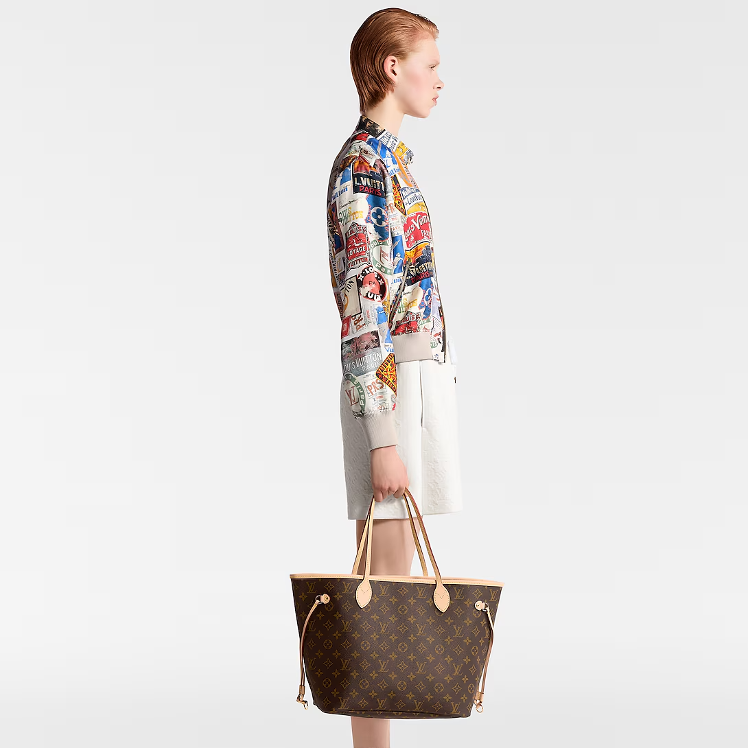 Louis Vuitton Neverfull MM Monogram Canvas Tote Bag Beige 31cm M46975