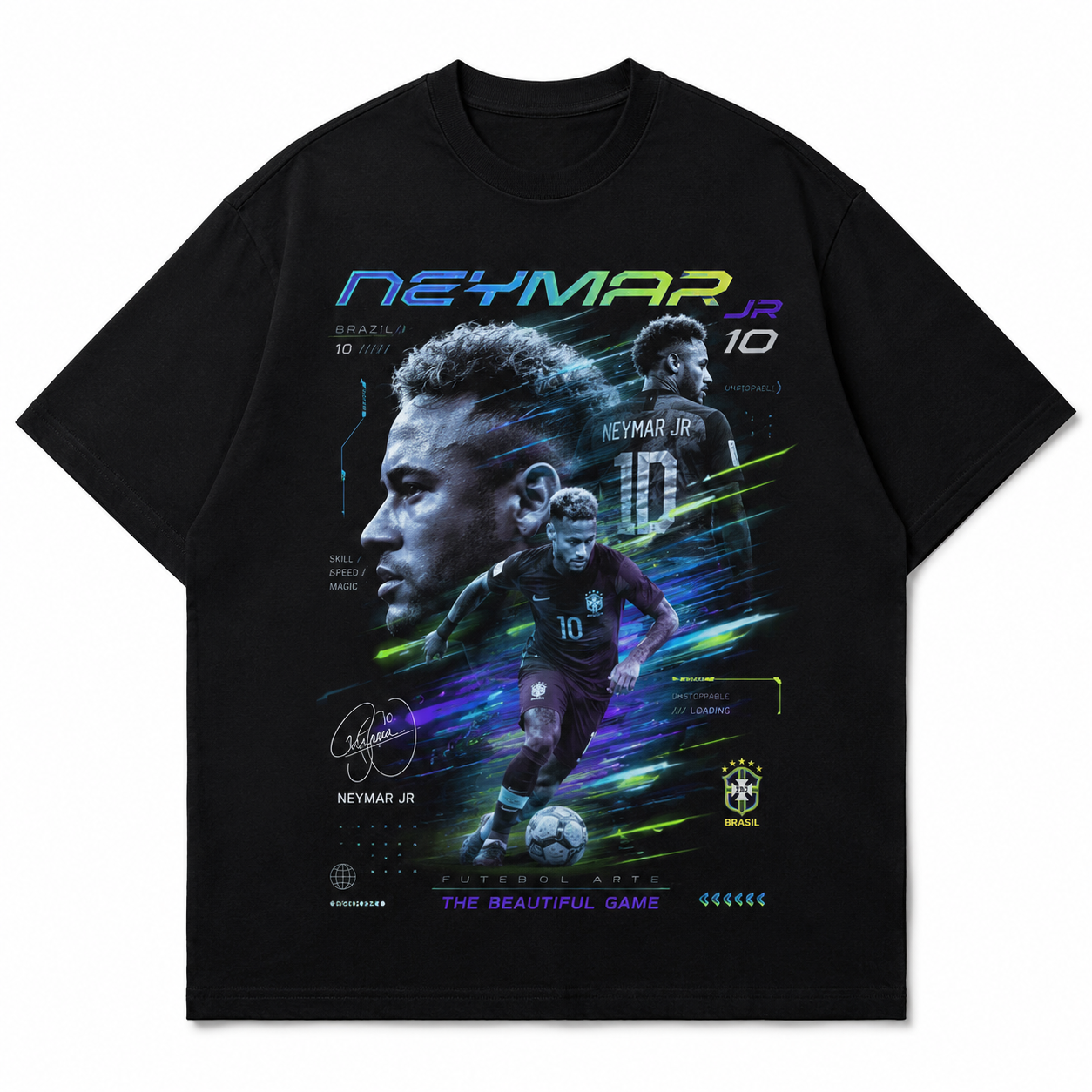 Neymar World Cup Printed T-Shirt  Unisex Loose Fit T-Shirt 100% Cotton Soft Comfortable Summer Casual Printed Top