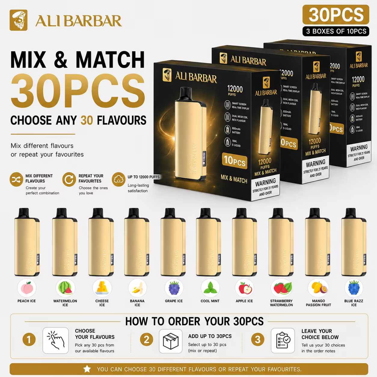 ALIBARBAR 9000 Puffs (30 Units) Special Offer Products (International Shipping 10-15 Days)