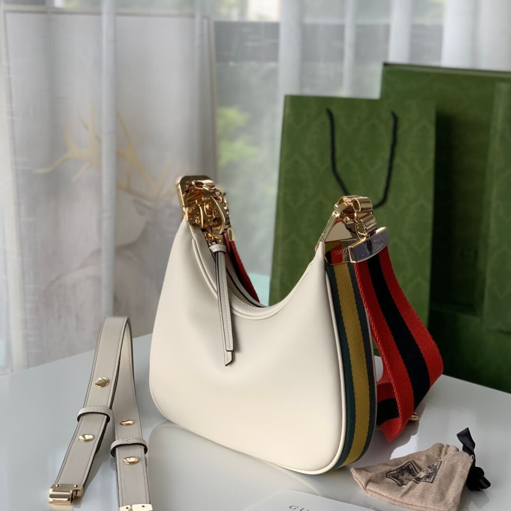 Gucci White Leather Attache Small Shoulder Bag