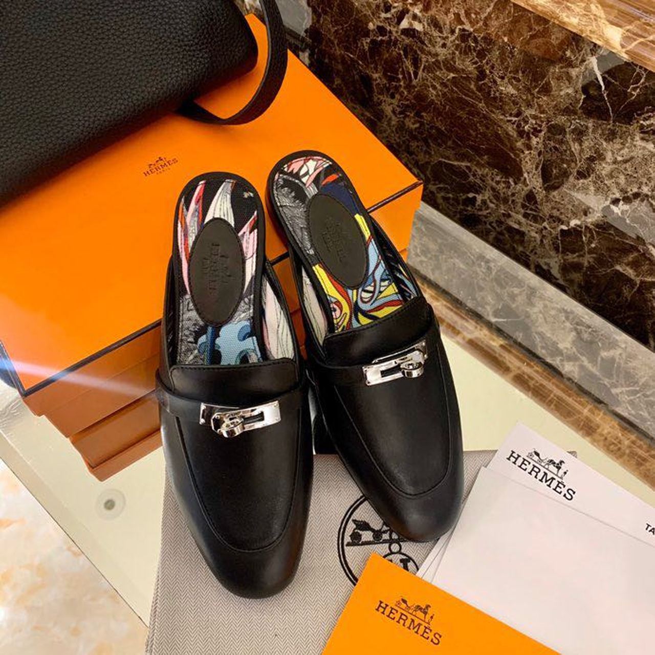 HERMES OZ MULE BLACK