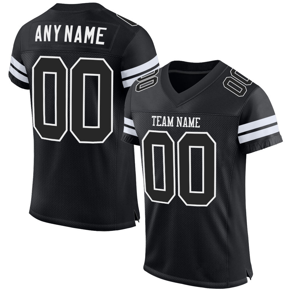 Custom Black-White Mesh  Football Jersey