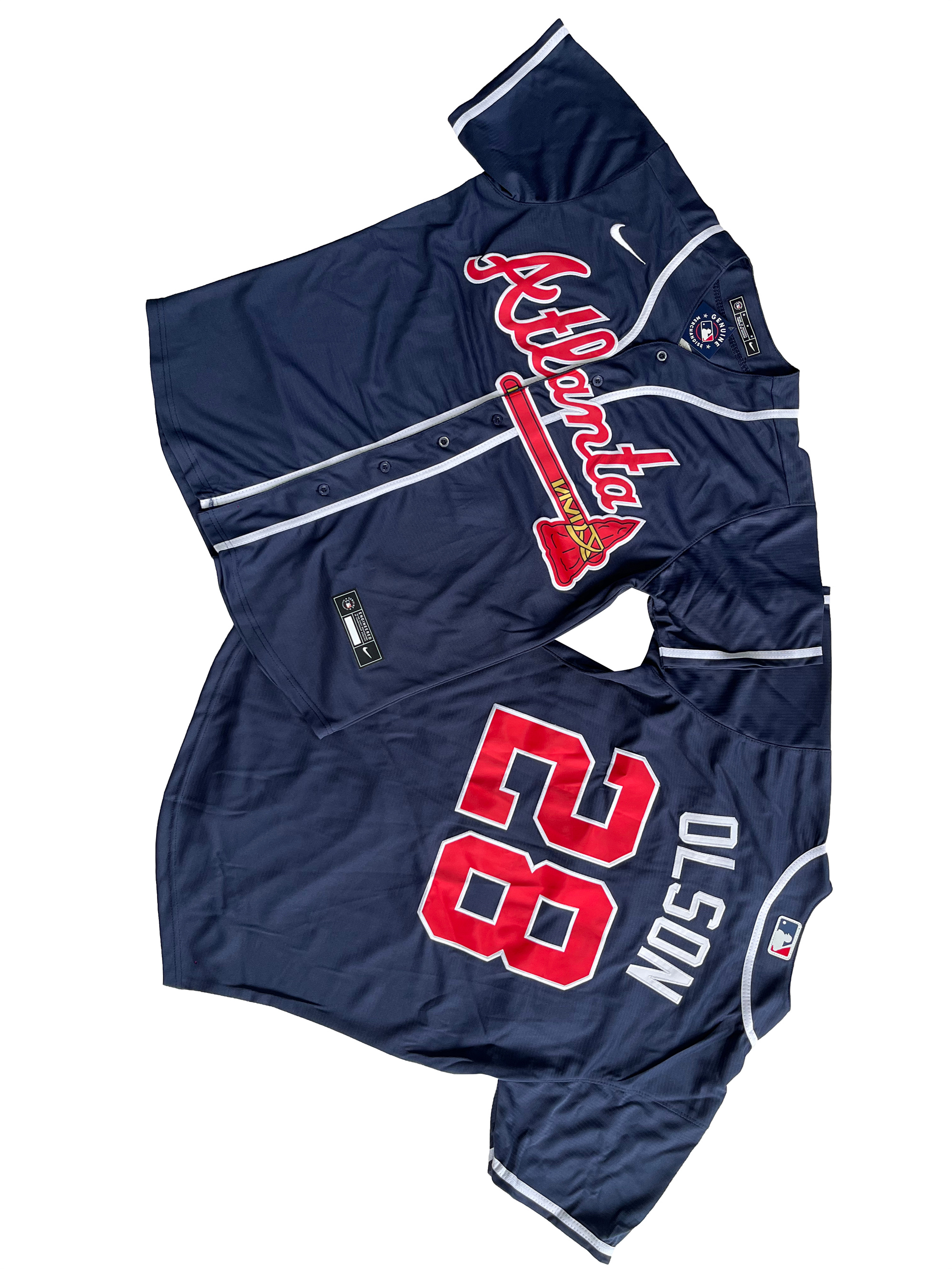 Men's Atlanta Braves 28# Matt Olson  Navy Alternate Replica Player Name Jersey