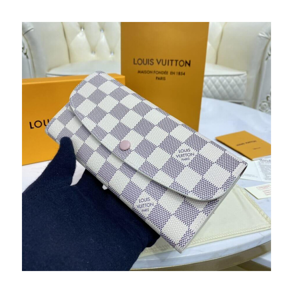 Louis Vuitton Damier Azur Emilie Wallet Pink