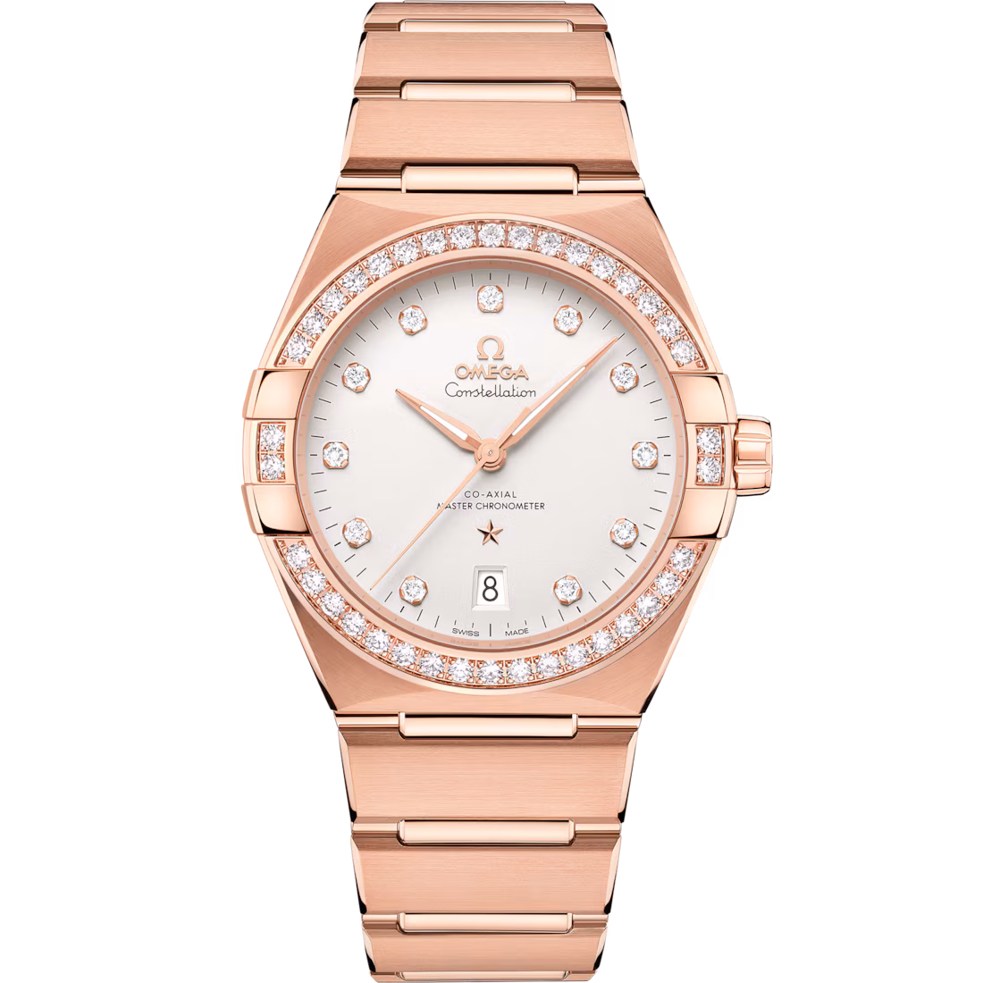 Omega Constellation 39mm Silver Dial with Diamonds Sedna™ 18k Rose Gold Bracelet 131.55.39.20.52.001