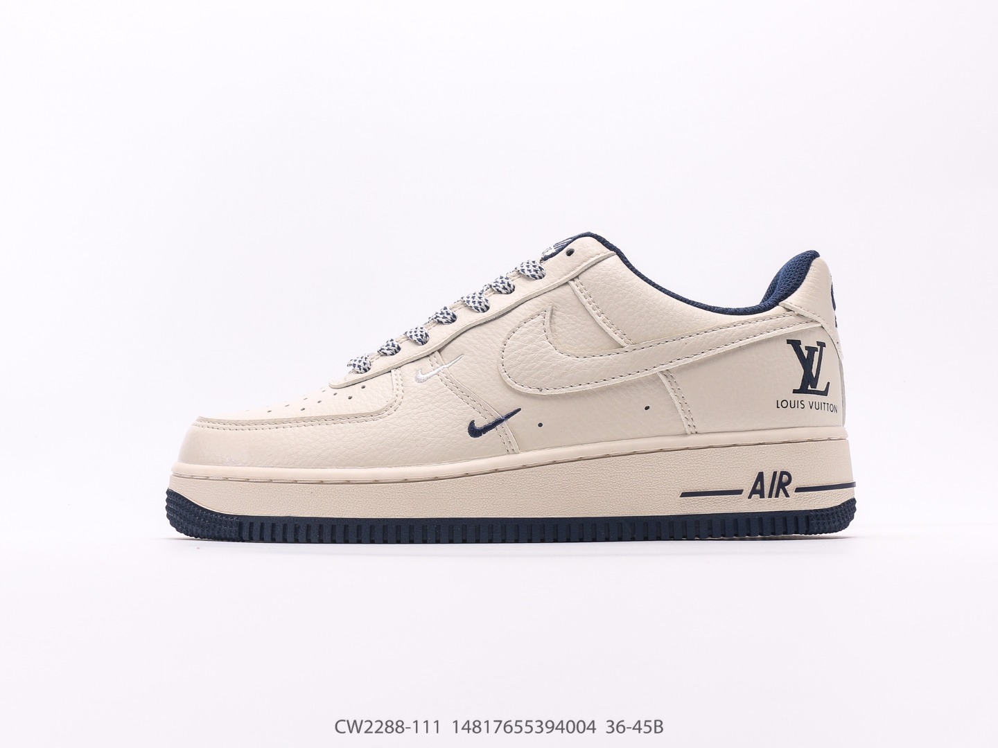 Nike Air Force 1 Low LV Mini Swoosh Cream Navy Custom