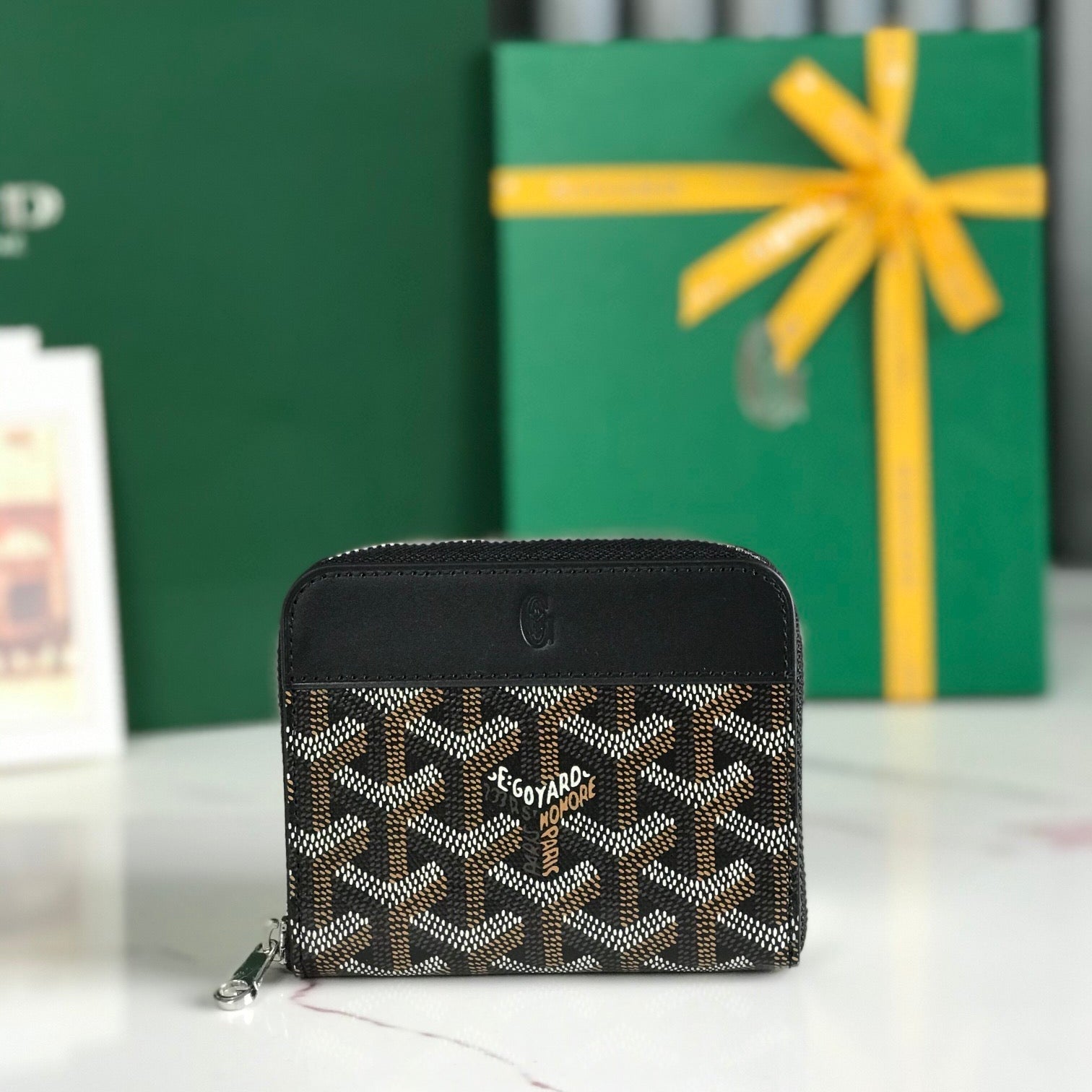 Goyard Matignon Mini Wallet 11 Cm Black Goyardine Canvas And Calfskin