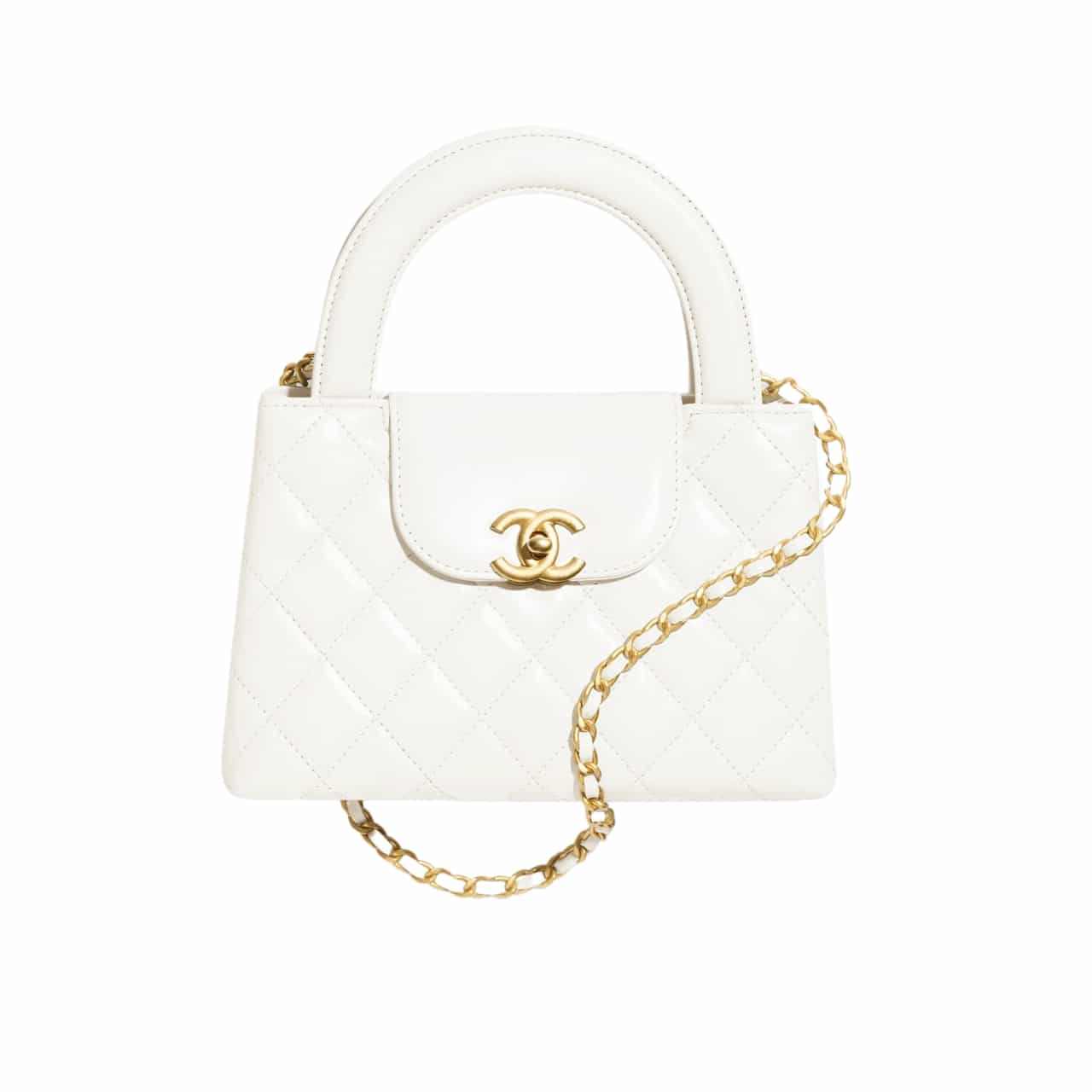 Chanel Mini Shopping Bag Shiny Crumpled Calfskin White 20Cm/7.9in As4416 B15566 10601