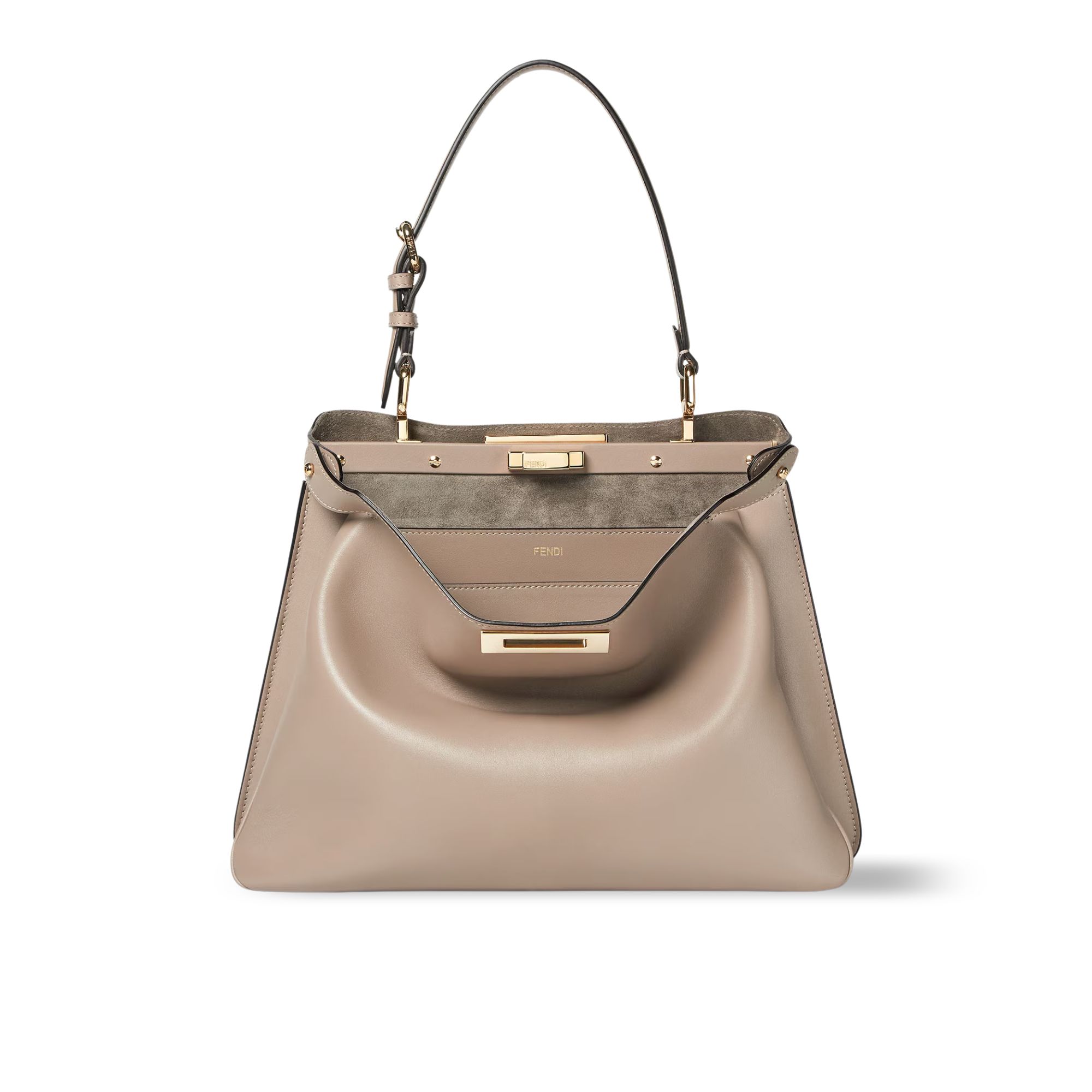 Fendi Peekaboo Soft Medium Leather Bag Dove Grey 33Cm