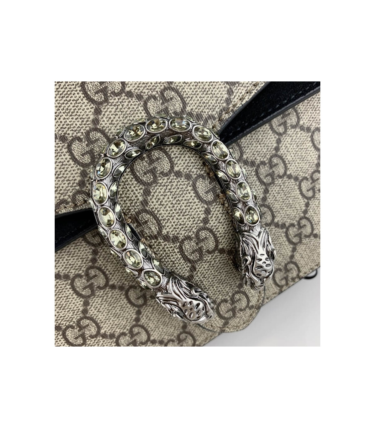 Gucci Dionysus Small Shoulder Bag in GG Supreme with Crystals Black 25cm