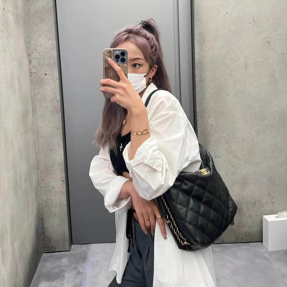 Chanel Hobo Bag in Black Lambskin