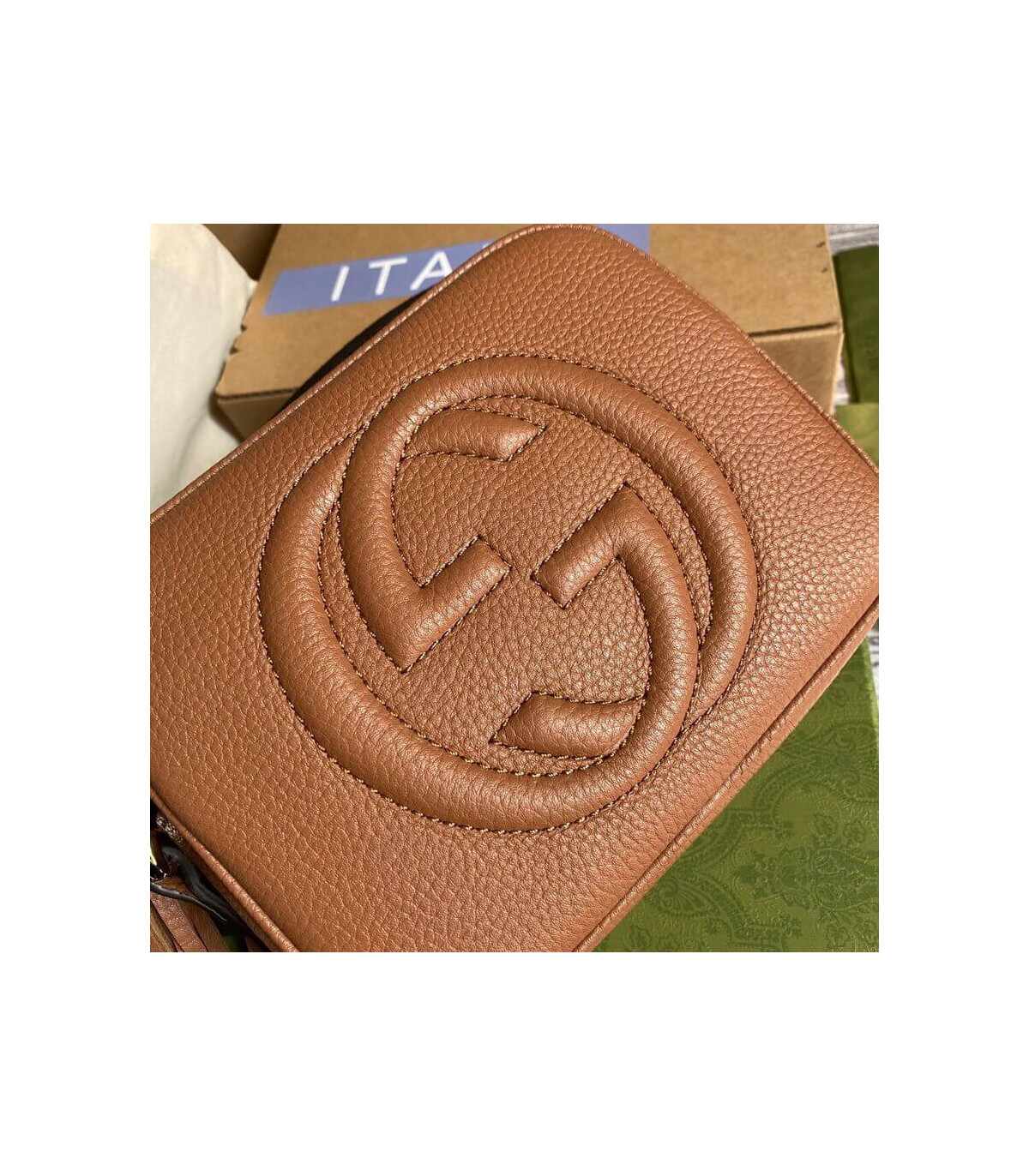 Gucci Soho Small Leather Disco Bag Brown