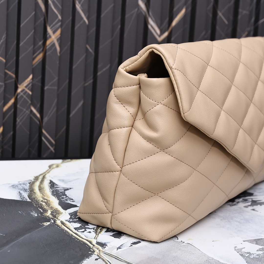 Saint Laurent Sade Puffy Leather Envelope Clutch Bag Beige