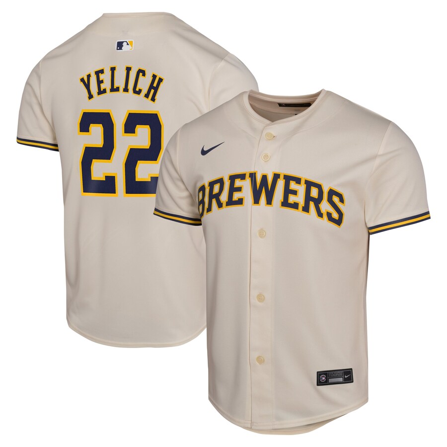 Christian Yelich Milwaukee Brewers Youth Home Game Player Jersey Cream