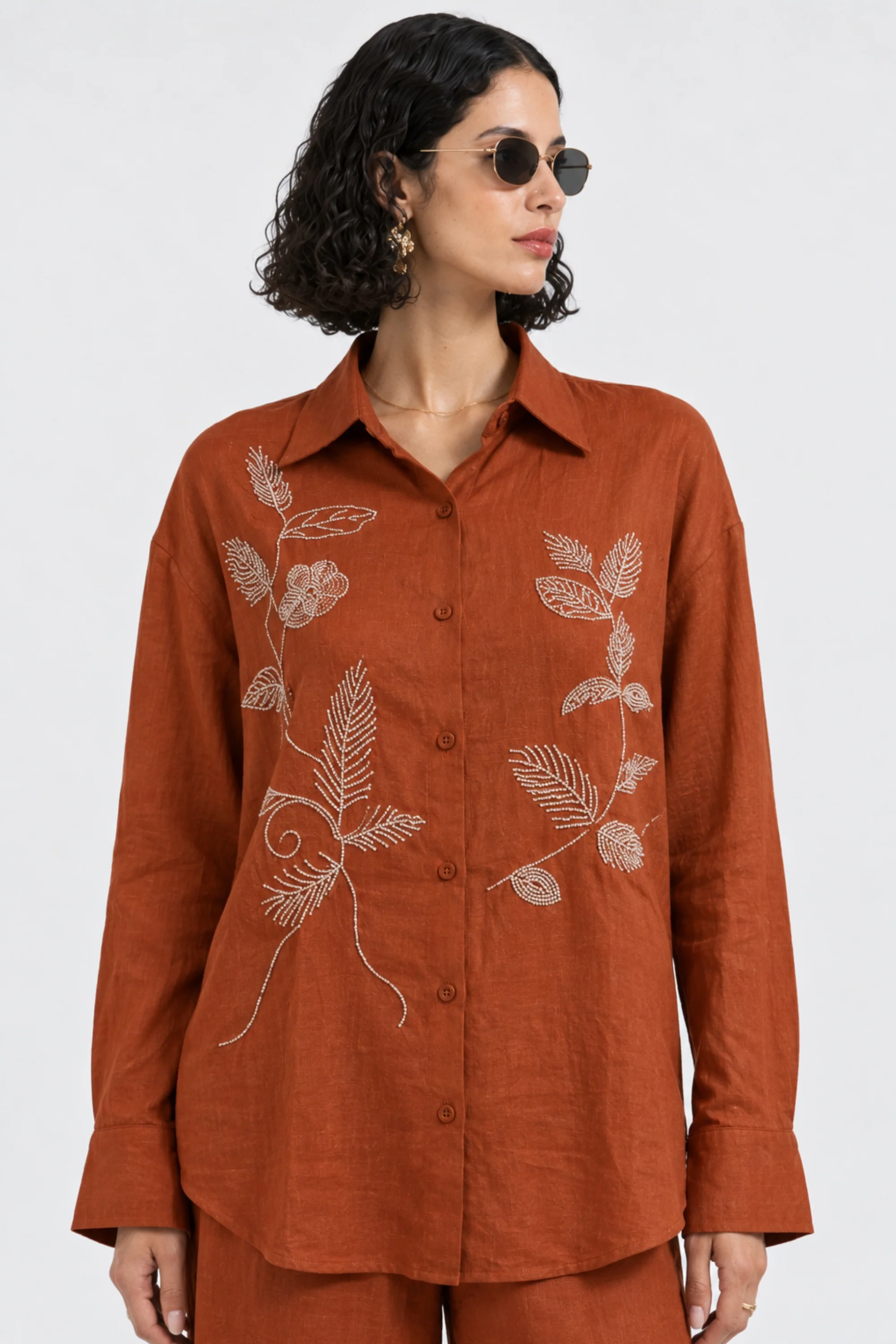Rust Petal Embroidered Co-ord set