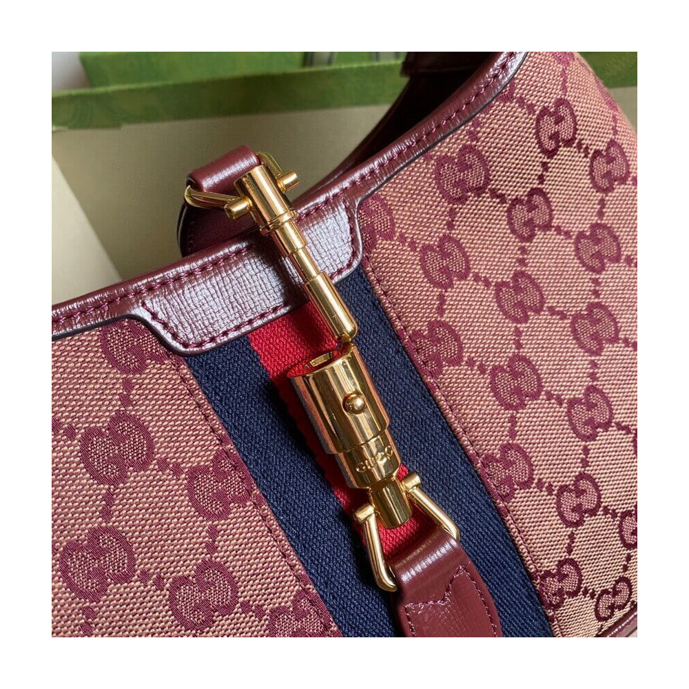 Gucci Jackie 1961 Small Shoulder Bag in Burgundy GG Canvas 28cm