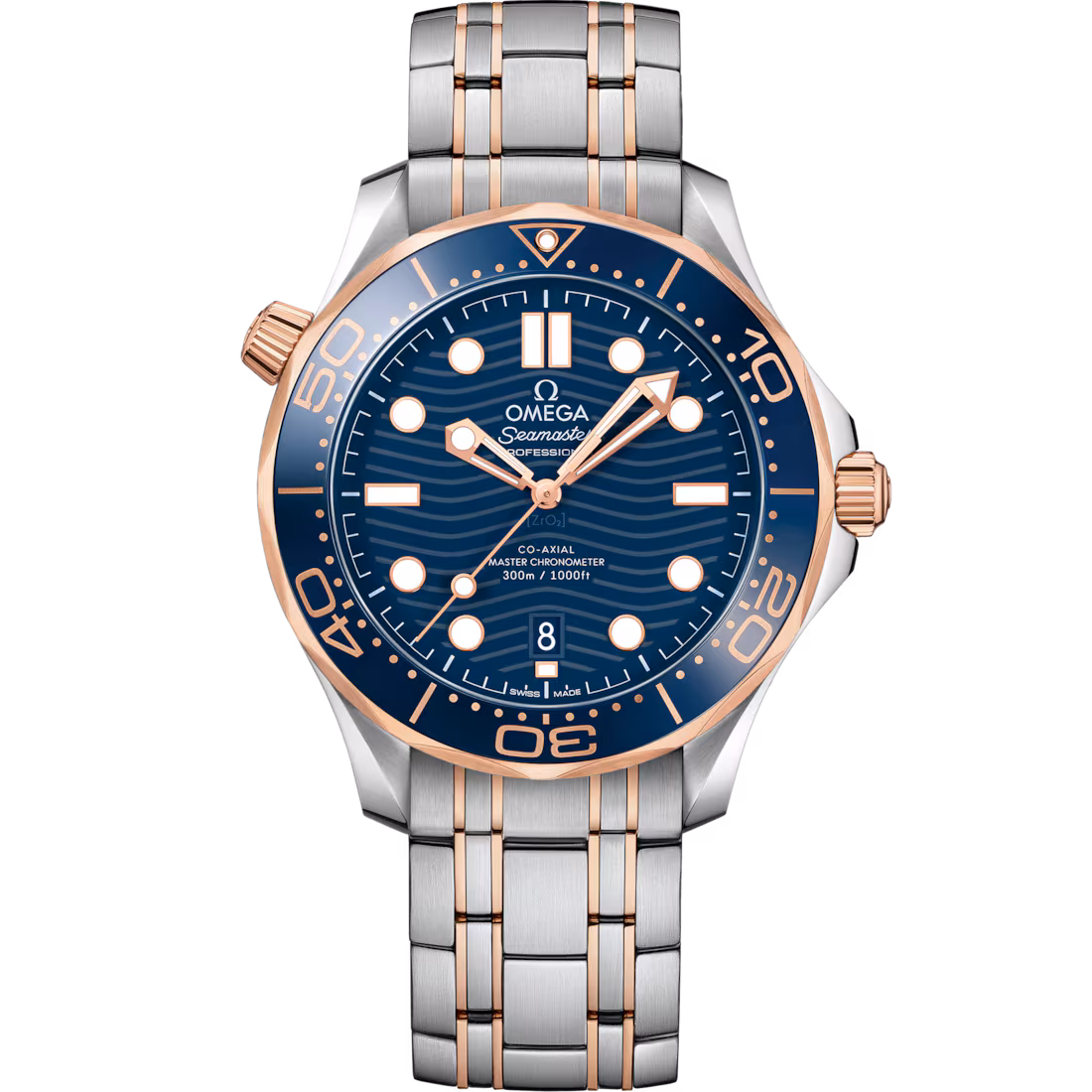 Omega Seamaster Diver 300M 42mm Blue Dial Stainless Steel and Sedna™ 18k Rose Gold Bracelet 210.20.42.20.03.002
