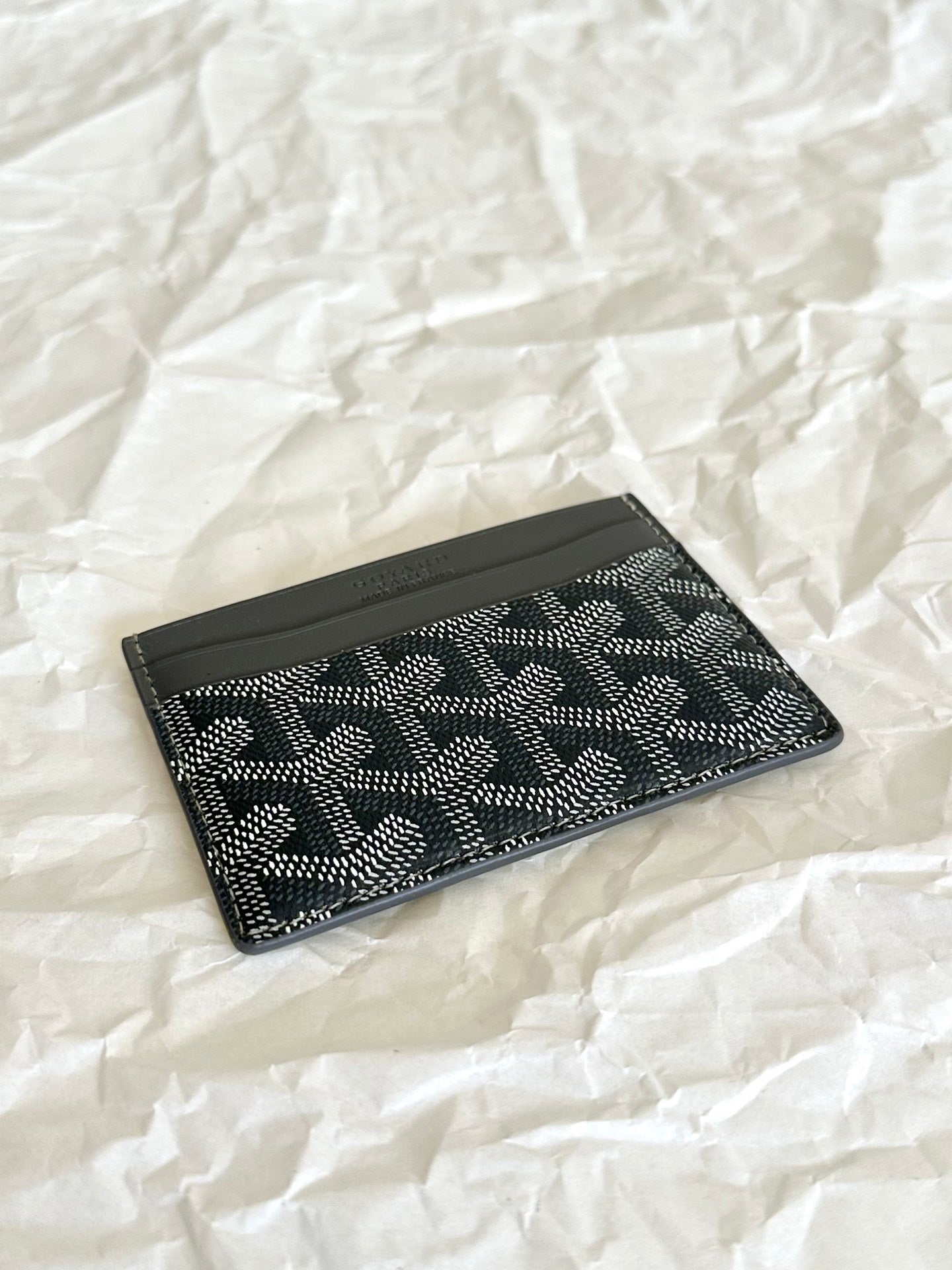 Goyard Saint-Sulpice Card Wallet 10 Cm Grey Black Goyardine Canvas And Calfskin