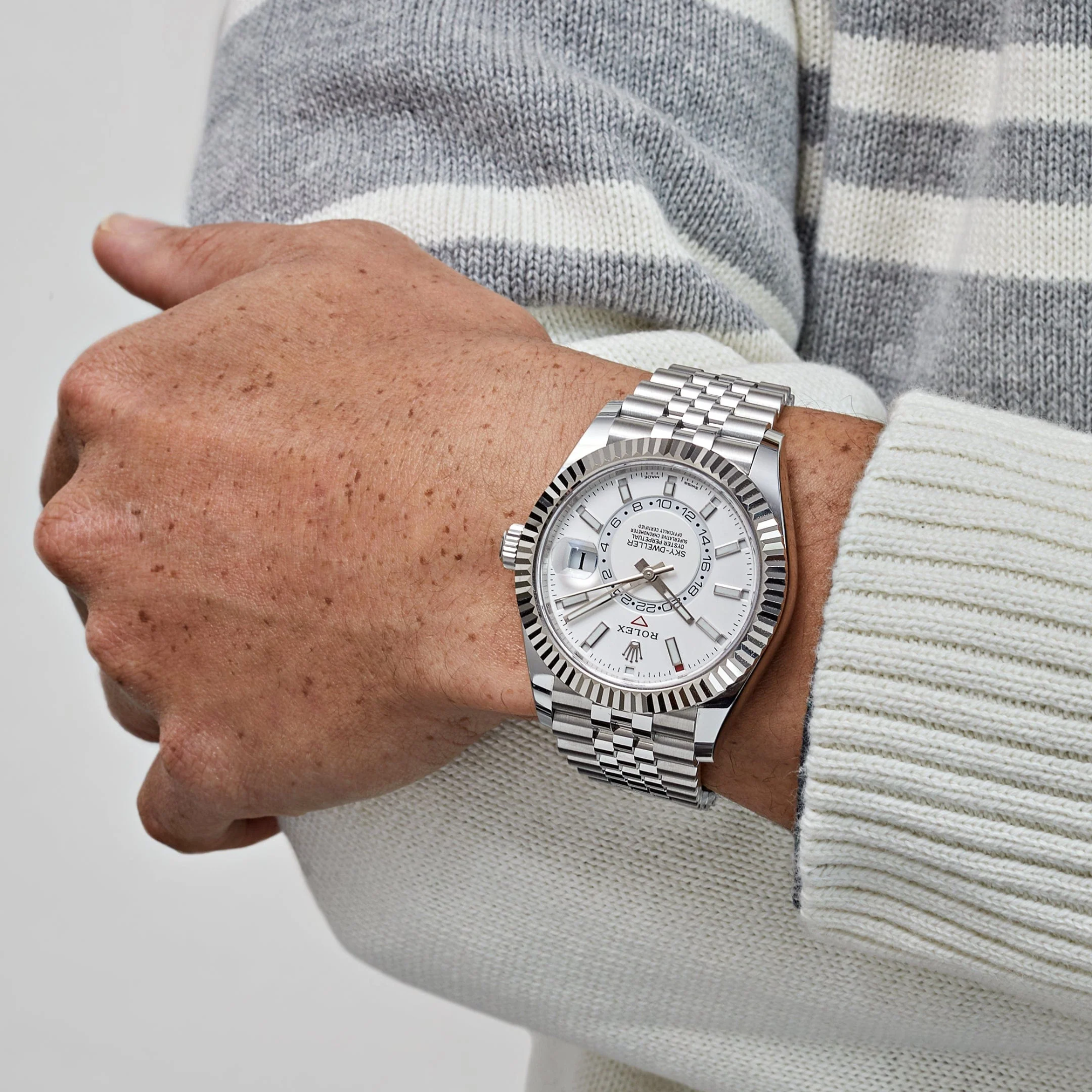 [SUPER CLONE] Rolex Sky-Dweller 42mm Steel White Dial Jubilee 336934-0004