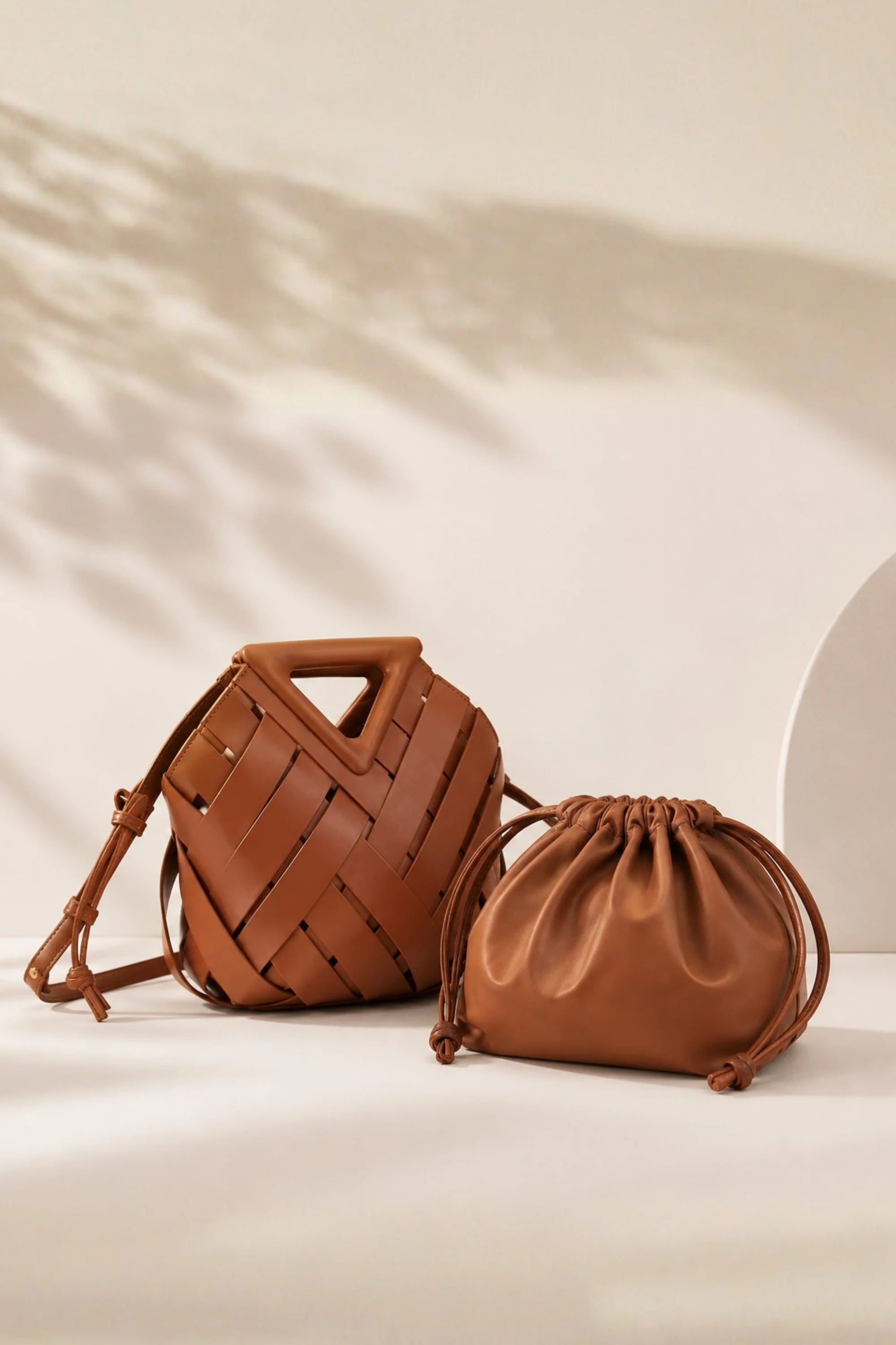 Panelled Camel Handbag