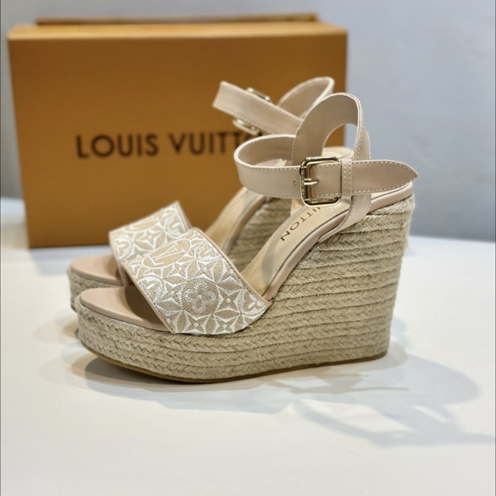 Louis Vuitton Helios Wedge Espadrille Beige 1Ahll6