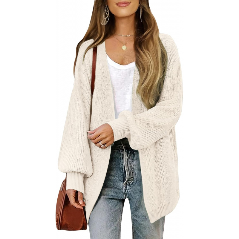 Women's Long Sleeve Oversized Cardigan Sweater Fall Chunky Knit Open Front