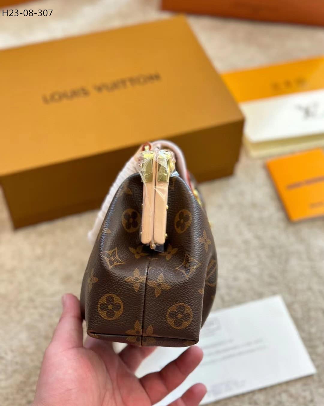 Louis Vuitton Monogram Clutch Bag Brown 28Cm M46544
