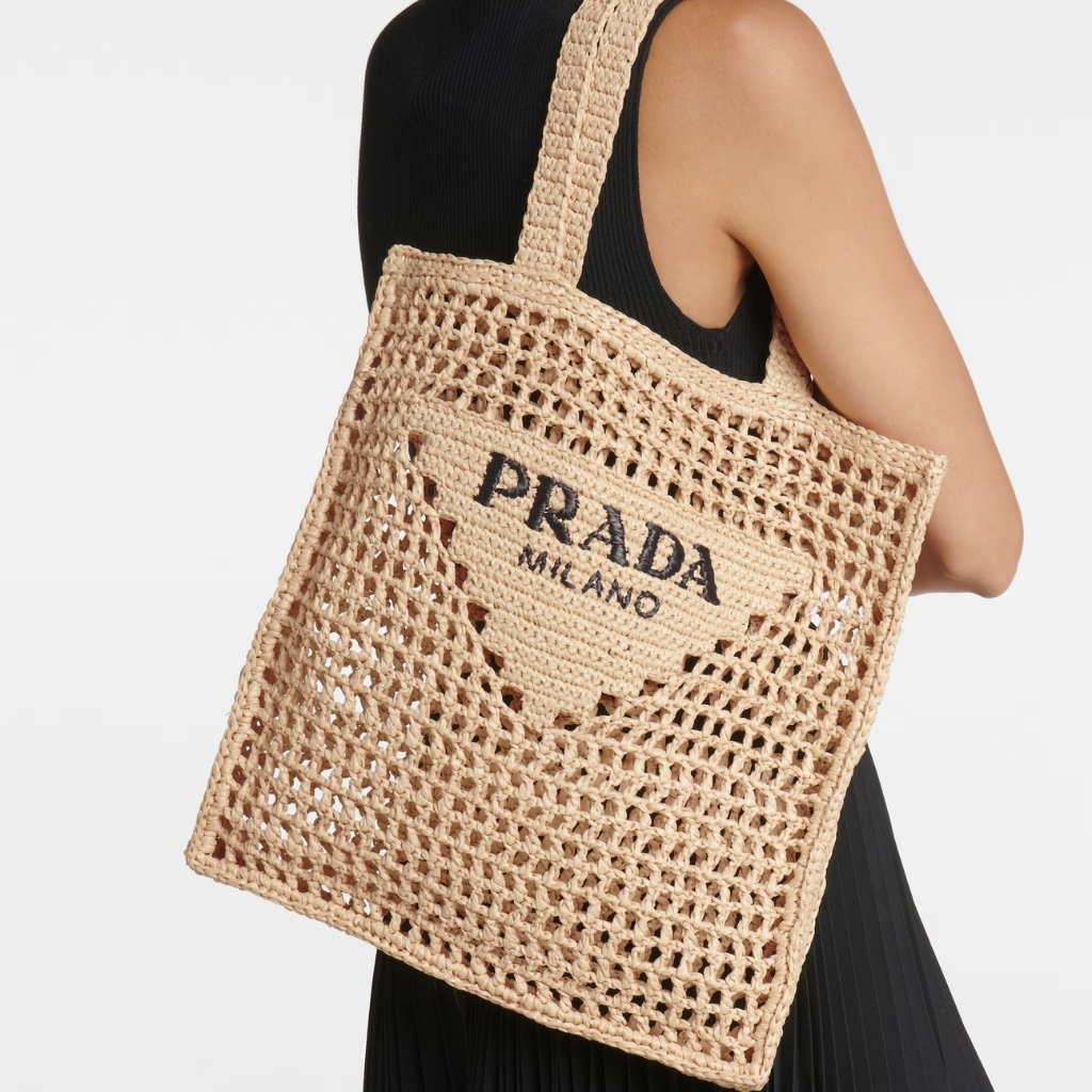 Prada Crochet Tote Bag Natural 38cm 1BG393 2C2T F0018 V OOO