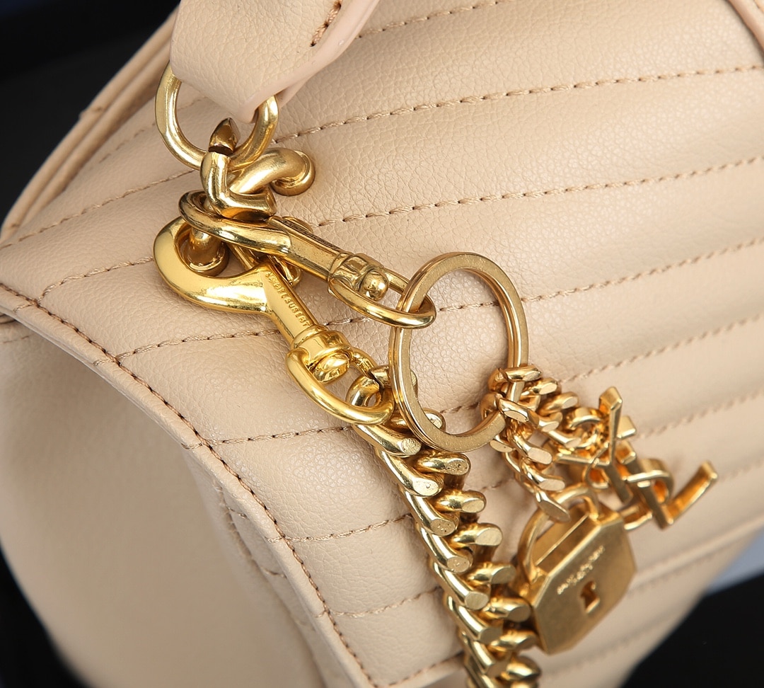 Saint Laurent College Medium In Quilted Leather Beige 24Cm 600279Brm072721
