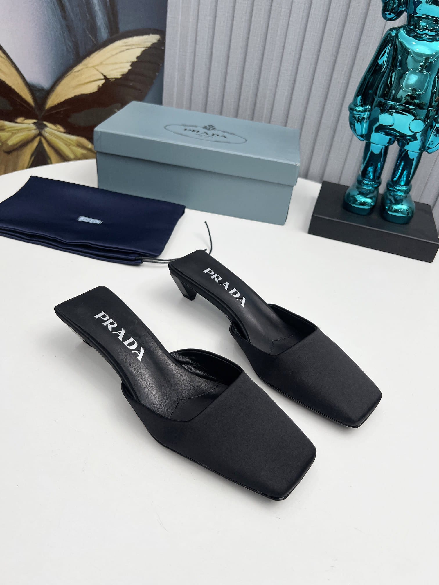 Prada Leather Mules Black