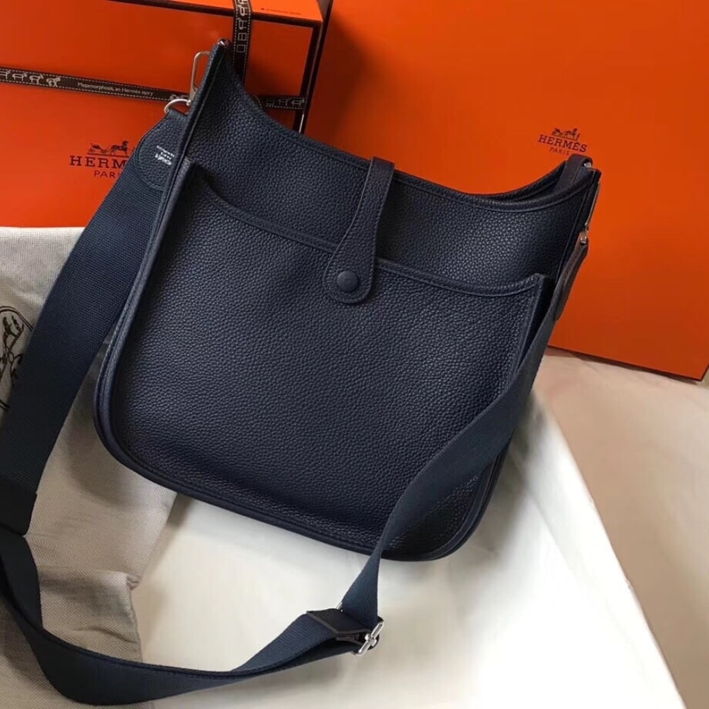 Hermes Clemence Evelyne Pm 25Cm Black Noir