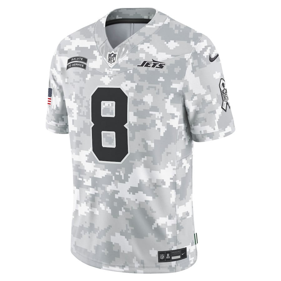 Aaron Rodgers 8 New York Jets 2024 Salute to Service Limited Men Jersey - Arctic Camo