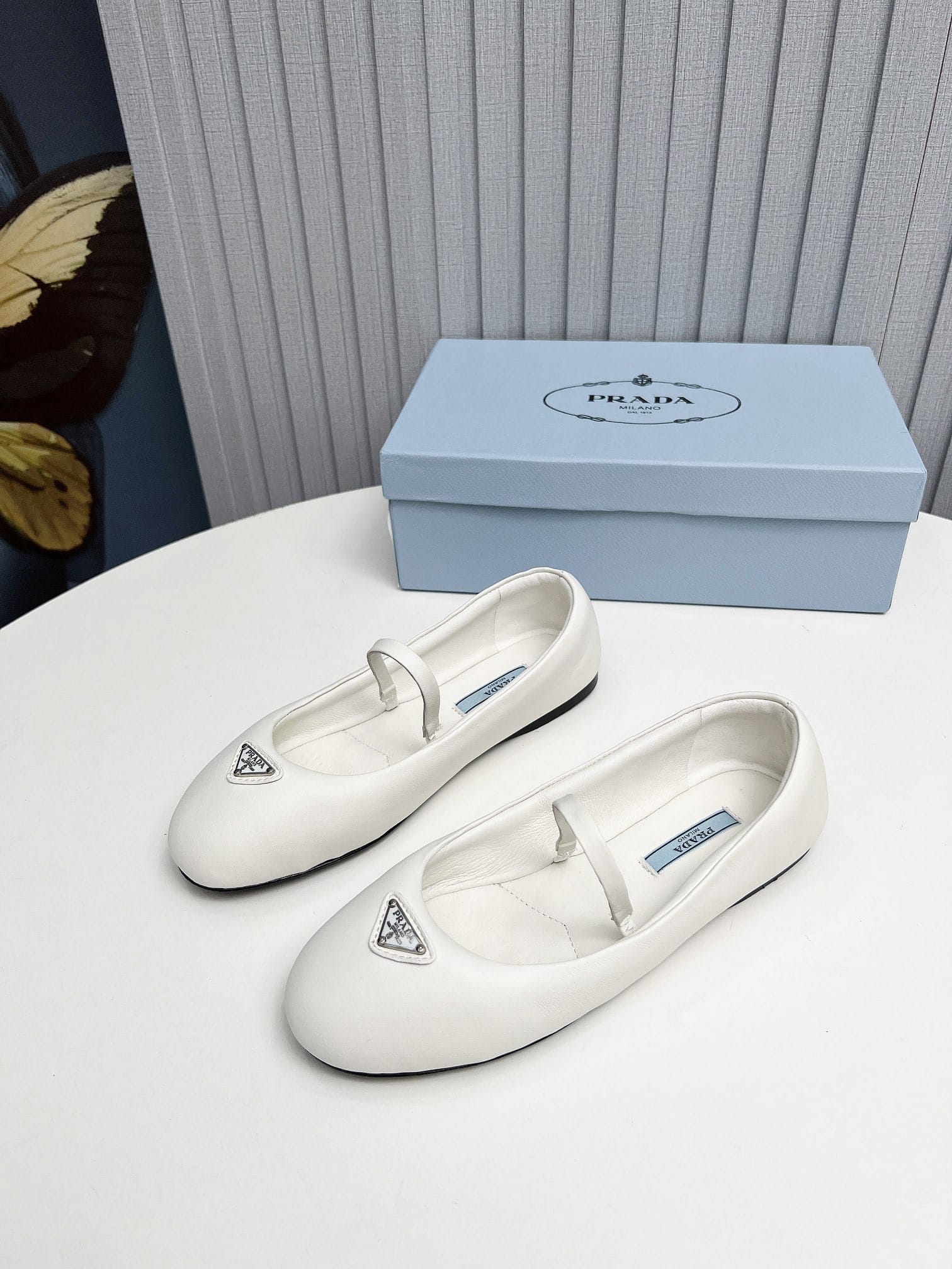 Prada Soft Padded Nappa Leather Ballerinas White