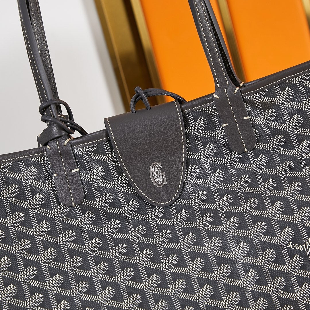 Goyard Saint Louis Pm 34Cm Grey Canvas Chevroches Calfskin
