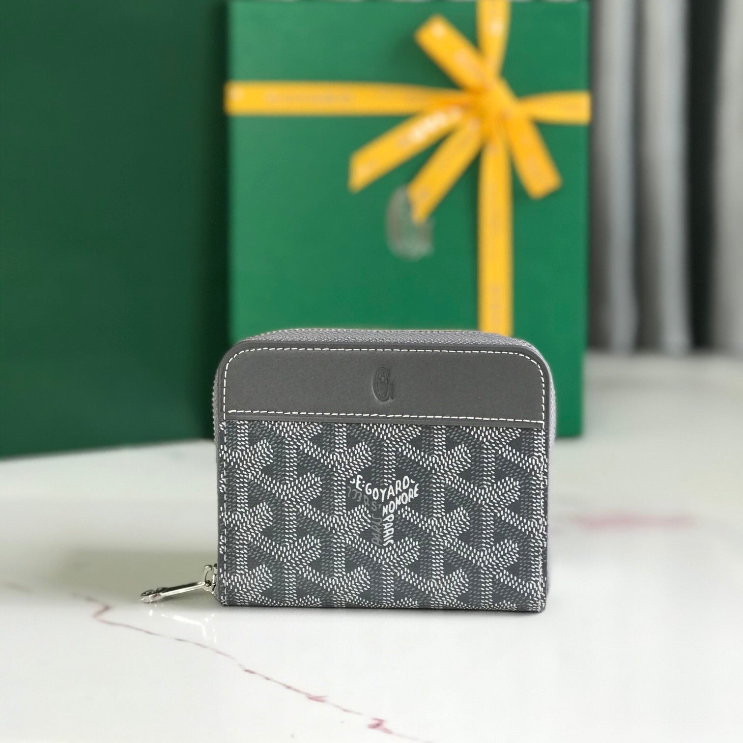 Goyard Matignon Mini Wallet 11 Cm Gray Goyardine Canvas And Calfskin