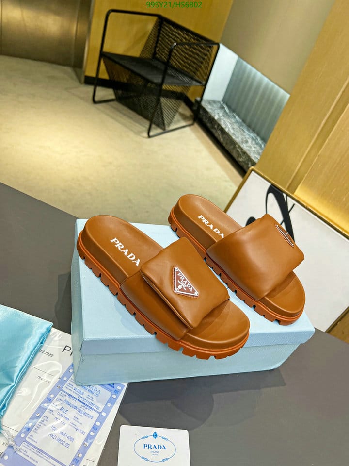 Prada Soft Padded Nappa Leather Slides Brown