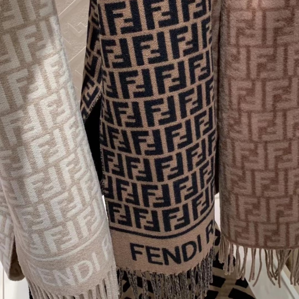 Fendi Ff Scarf Wool And Cashmere Beige Fxt113aqcwf0qb9
