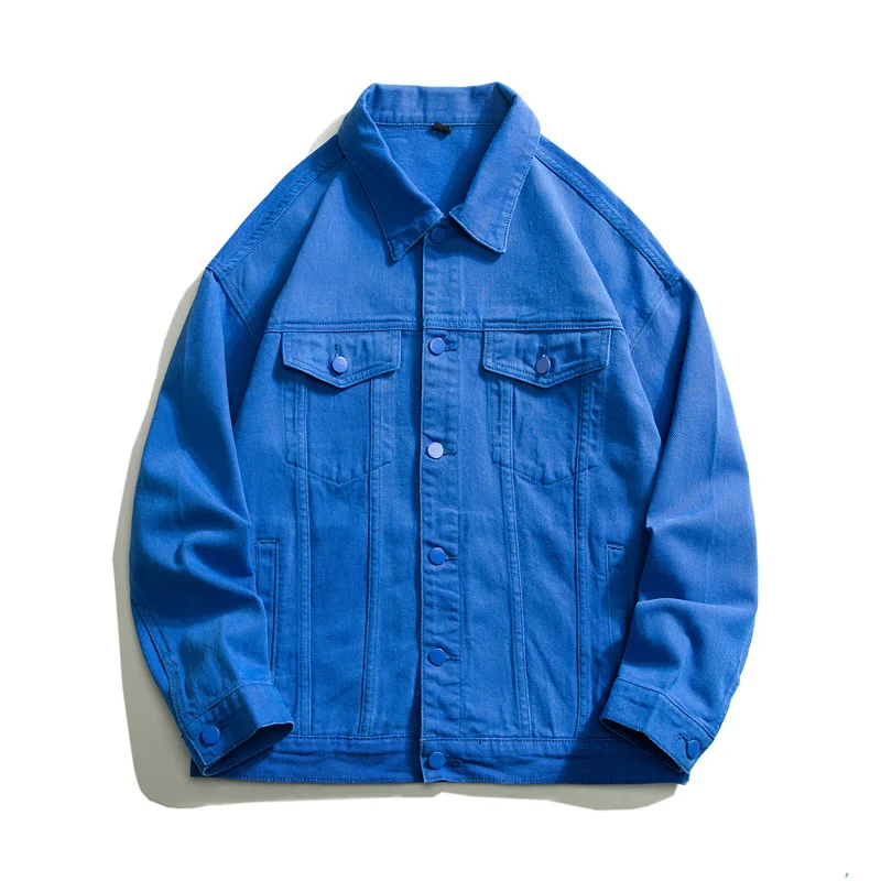 Fashion brand solid color casual denim jacket men’s baggy large size all-in-one jacket