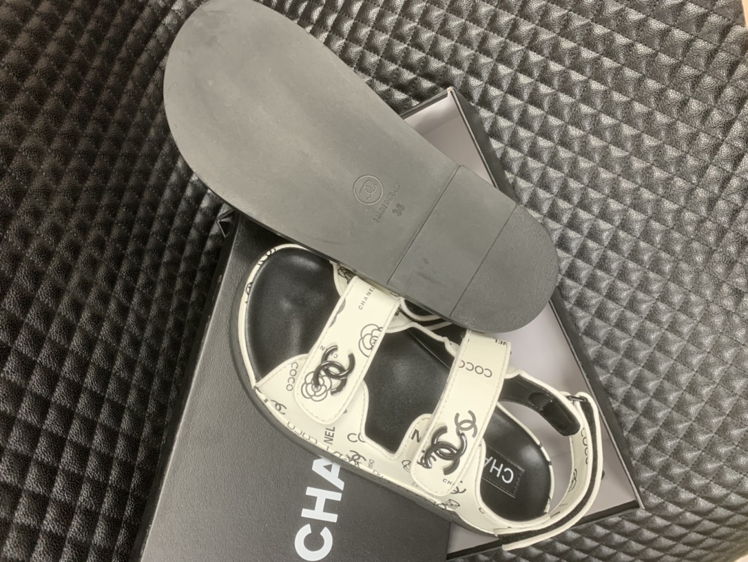 Chanel Dad Slingback Sandals 23P Camelia Cc Logo